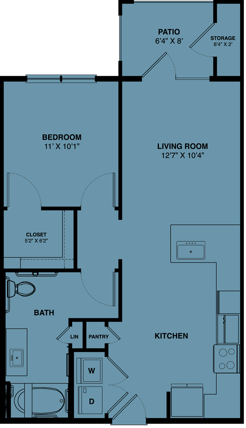A2 Handicap 1 bedroom apartment floorplan at the Park at Speyside